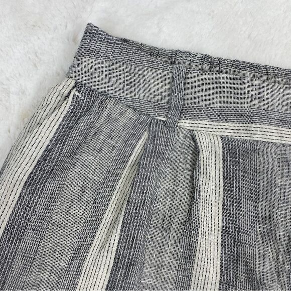 Ann Taylor Loft Striped Linen Blend Shorts Black Cream 4 - Picture 3 of 8
